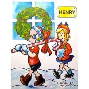 Henry Christmas Greeting Card Famous Comics 1951 King Features Carl Anderson